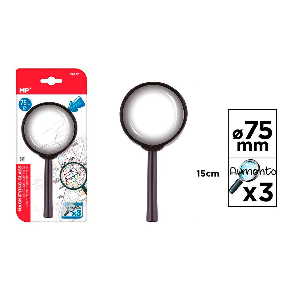 Lupa de 3 aumentos ø75 x 150 mm, blister