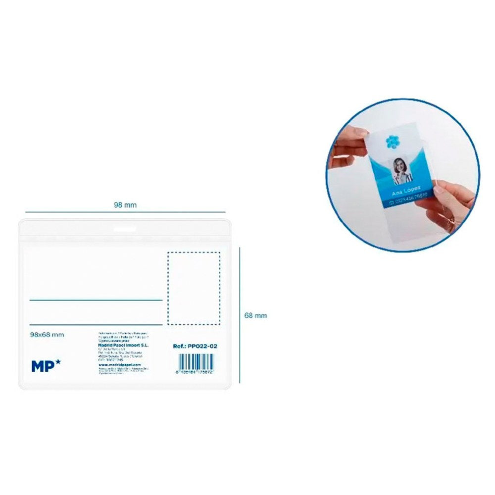Funda tarjeta identificación 98 x 68 mm, 25 uds