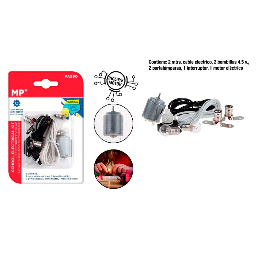 Kit eléctrico para trabajos escolares, bombillas + motor