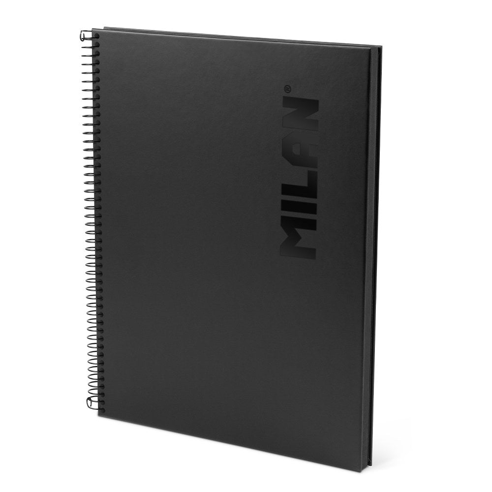 Cuaderno a4, con espiral, tapa dura, 80 hojas cuadriculadas, serie shadow, negro