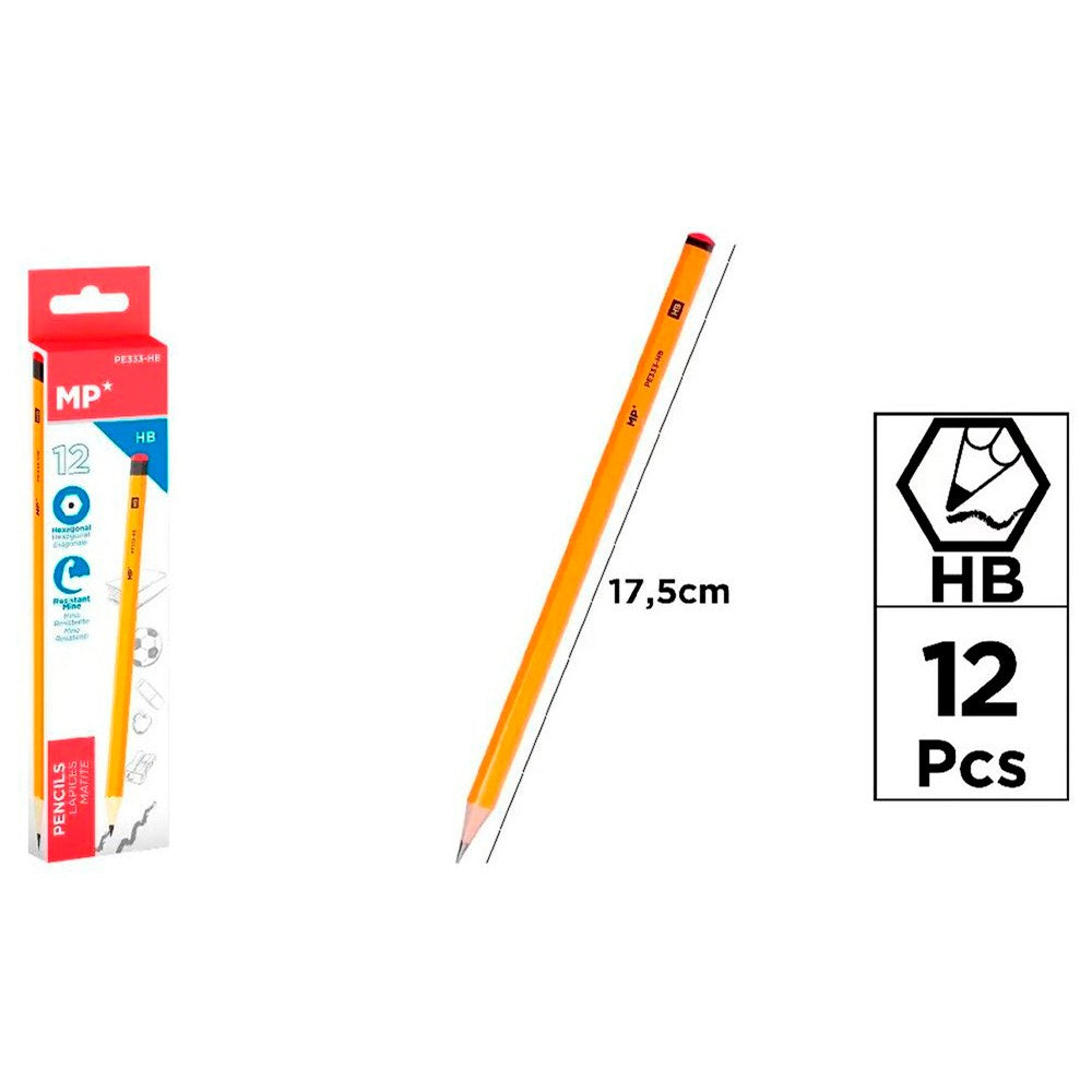 Lápiz de grafito hexagonal, 12 uds, blister