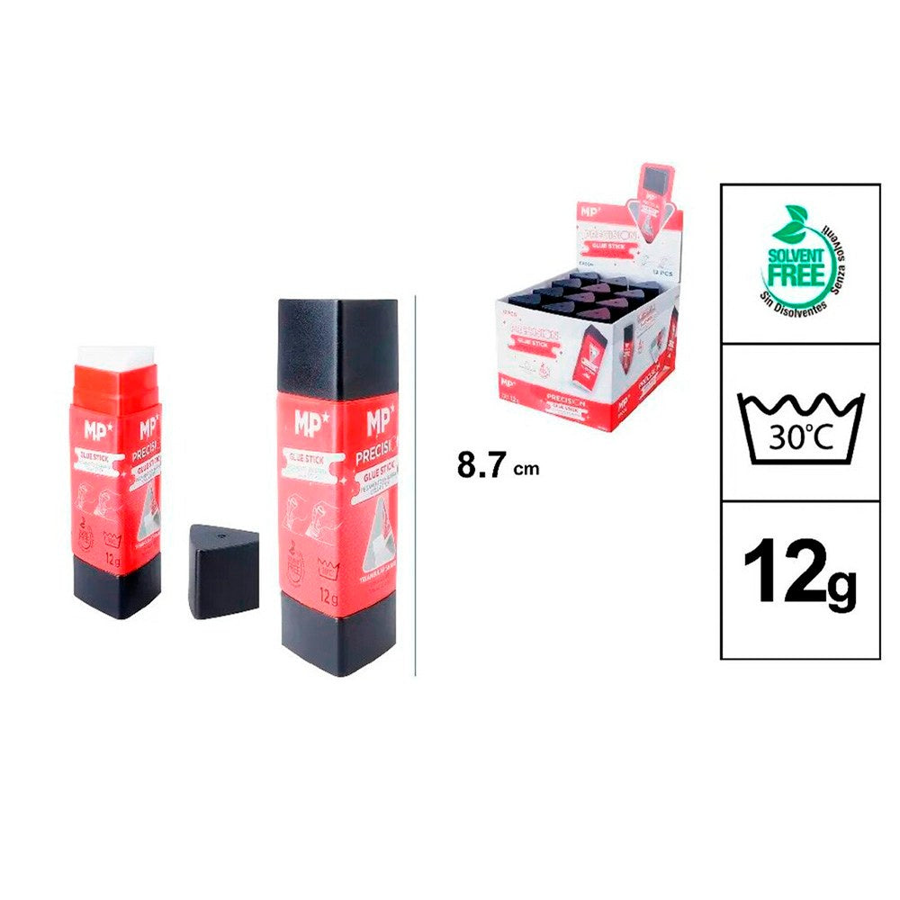 Pegamento en barra triangular sin disolventes 12 g, 12 uds, expositor