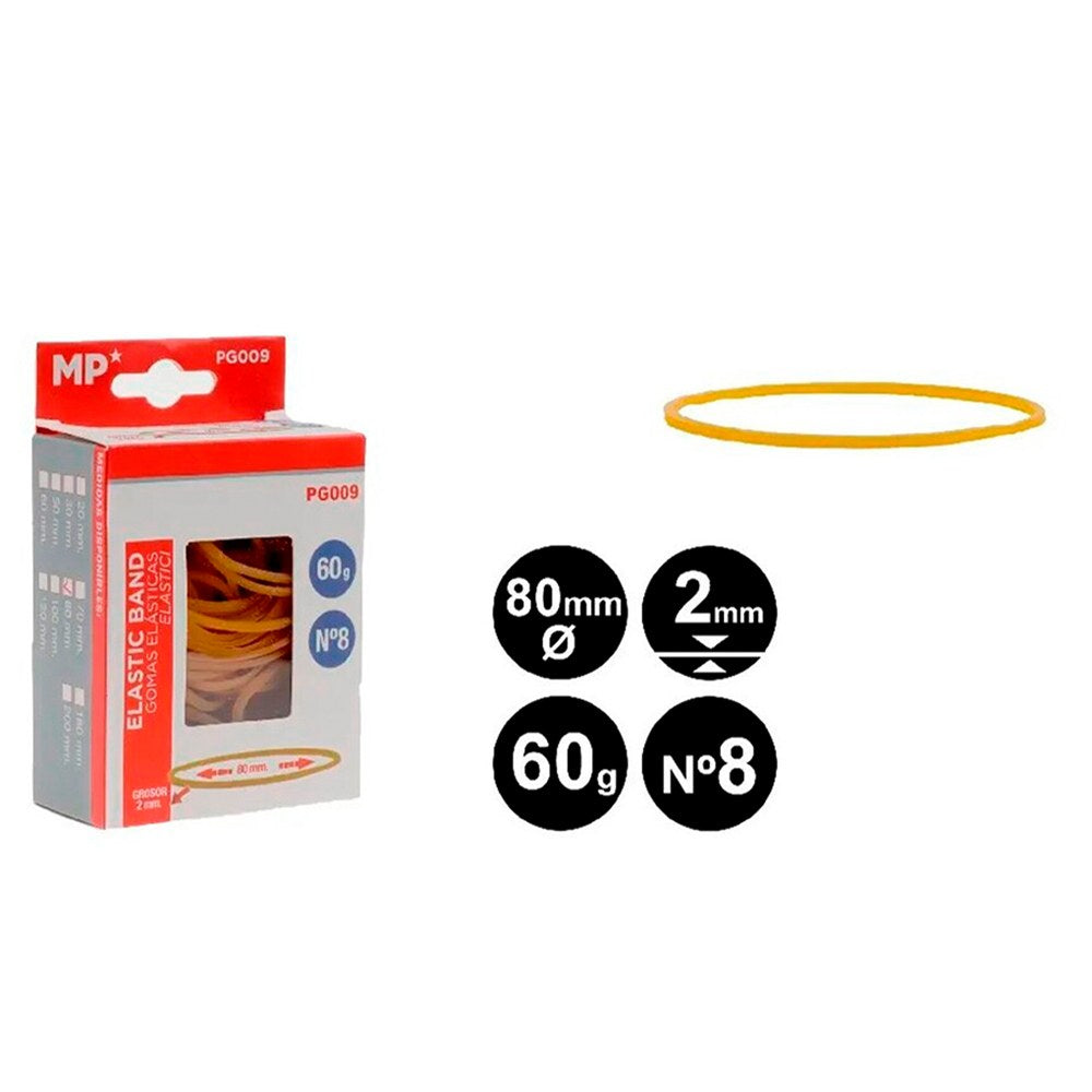 Gomas elásticas, nº 8, ø80 x 2 mm, 60 g, blister
