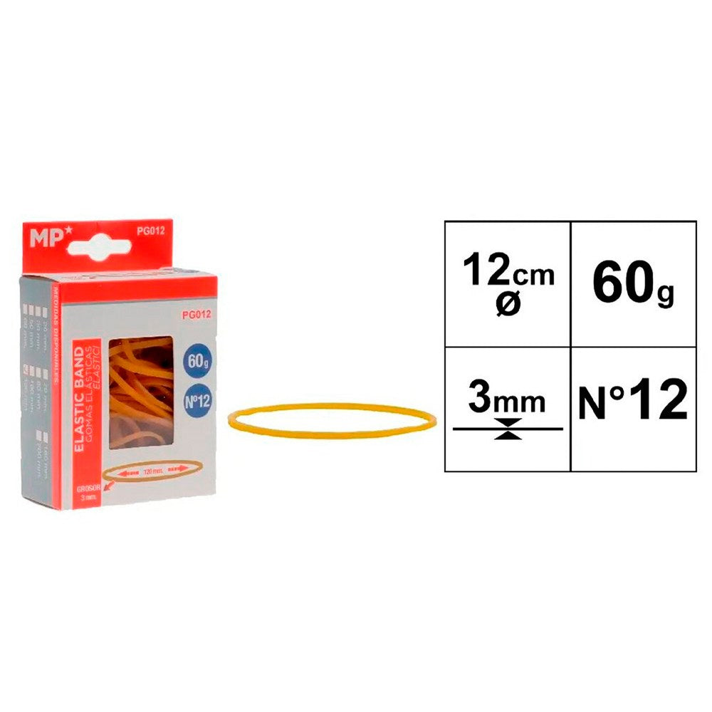 Gomas elásticas, nº 12, ø120 x 3 mm, 60 g, blister
