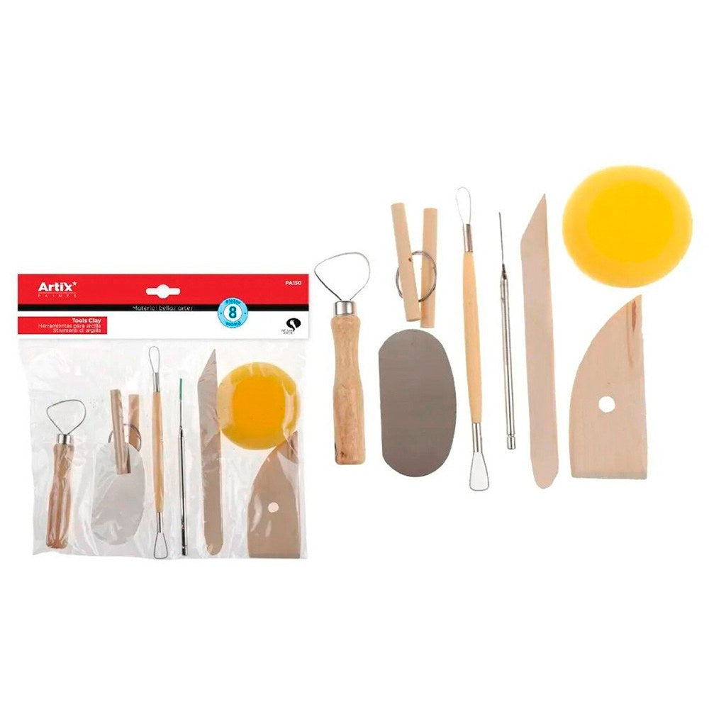 Herramientas para arcilla, 8 piezas, blister