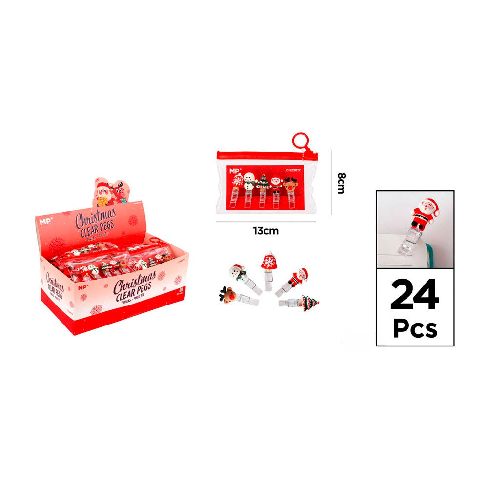 Pinzas personajes navideños, 5 uds, bolsa