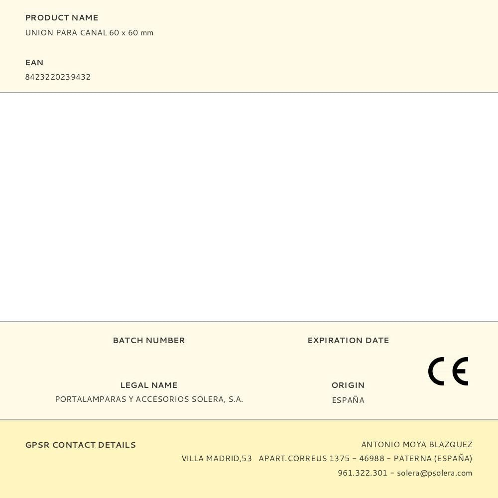 Union para canal 60 x 60 mm