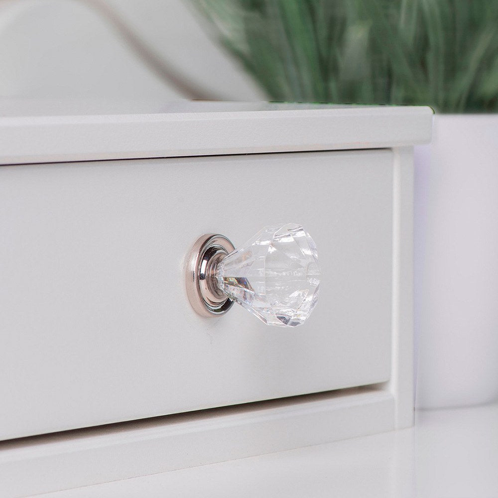 Pomo para mueble, modelo 487, de abs transparente con acabado cromo brillo, ø30 mm, blíster 4 uds