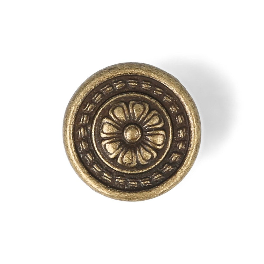 Pomo para mueble, modelo 1093, de zamak con acabado cuero viejo, ø30 mm