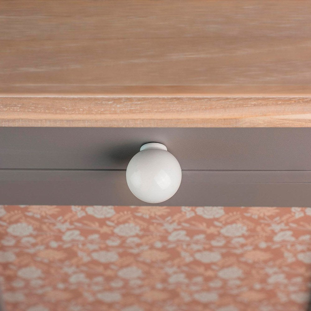 Pomo para mueble, modelo 308, de abs con acabado blanco, ø28 mm