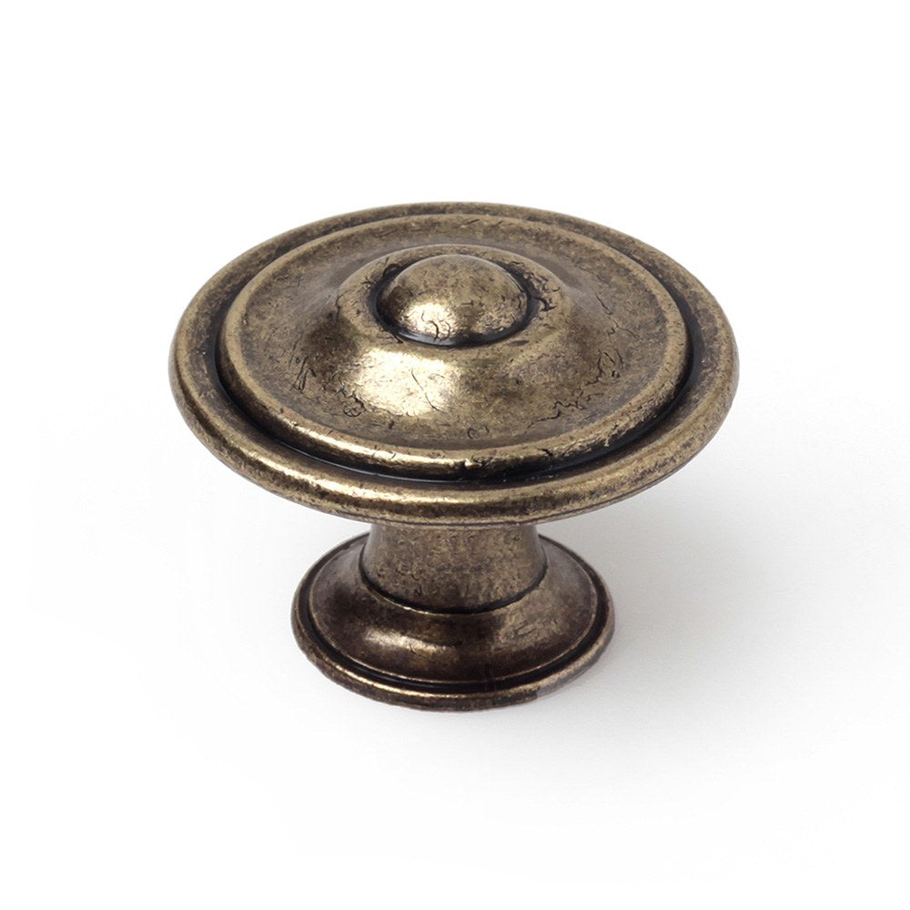 Pomo para mueble, modelo 3110, de zamak con acabado en cuero viejo, ø35 mm