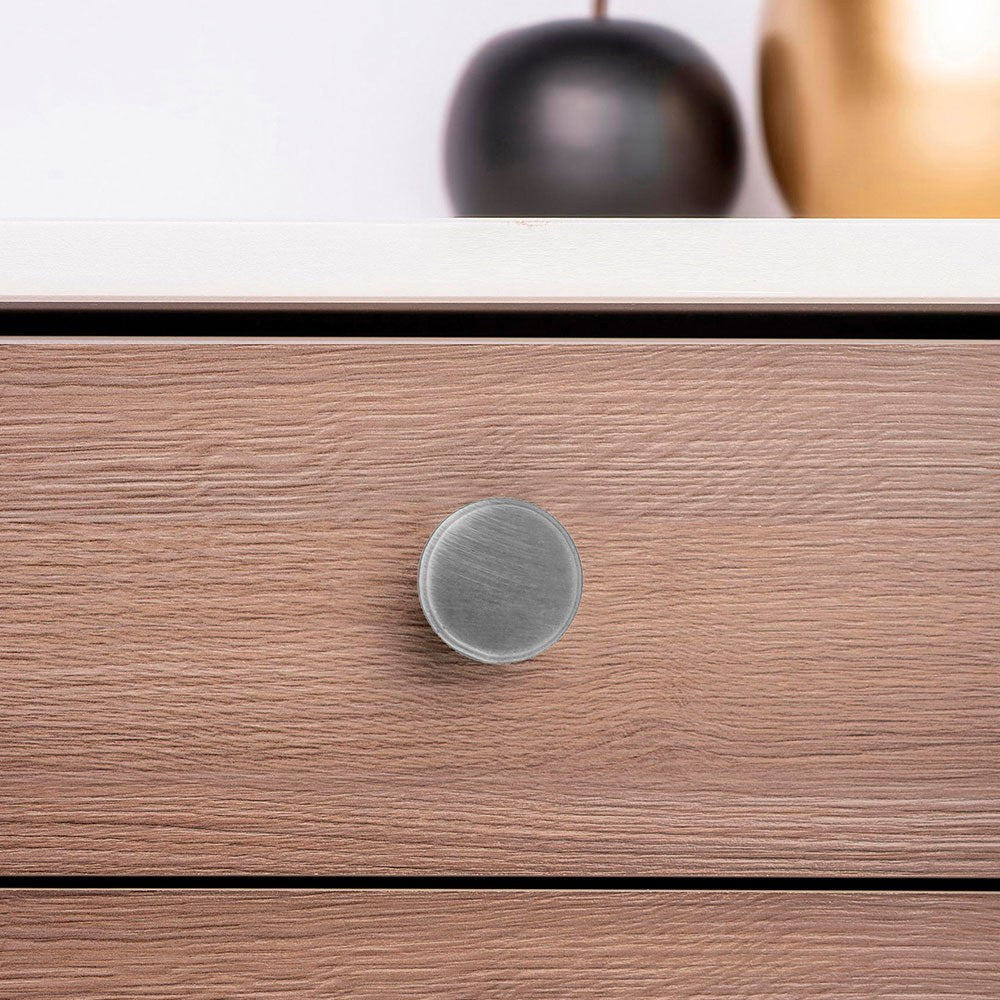 Pomo para mueble, modelo 751, de aluminio con acabado niquelado, ø30 mm