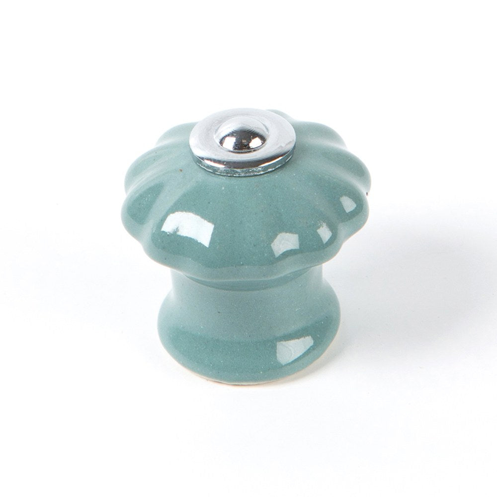 Pomo para mueble, modelo e524, de porcelana y acero con acabado azul grisáceo, ø28 mm