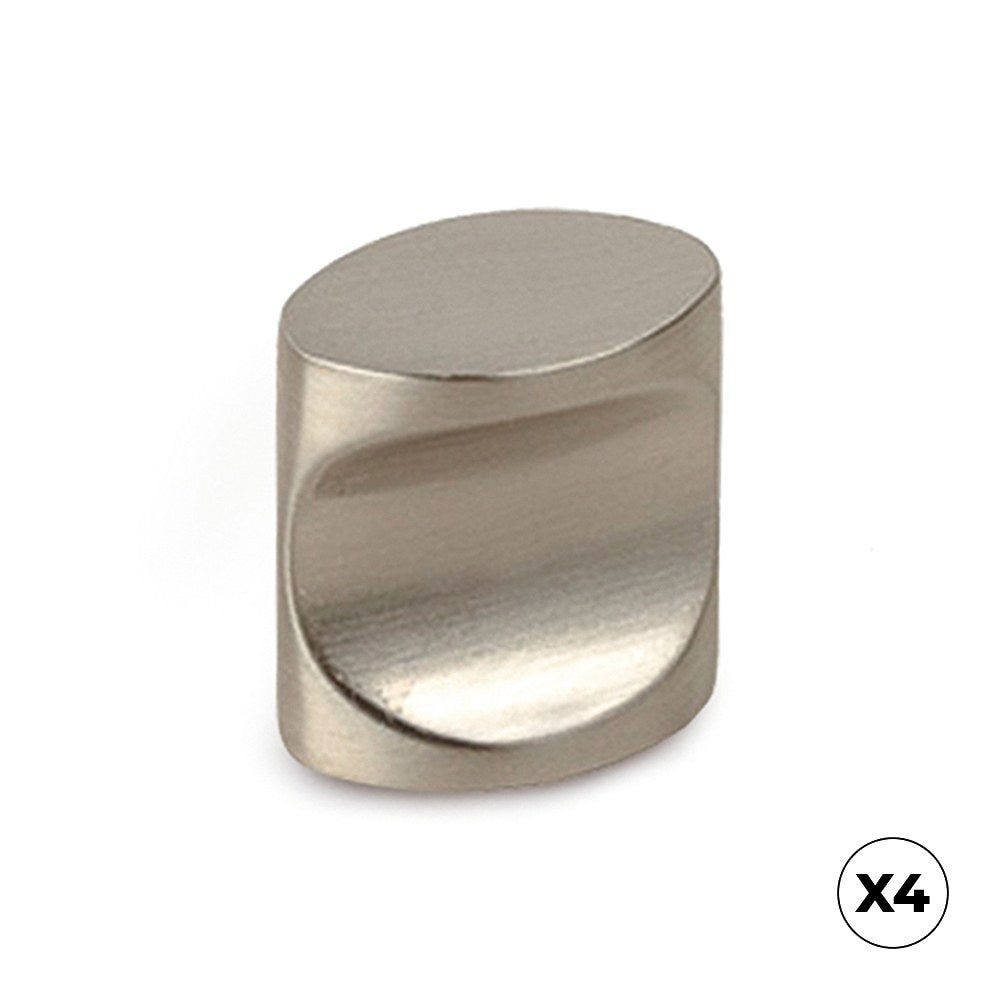 Pomo para mueble, modelo 719, de zamak con acabado níquel satinado, ø17 mm, blíster 4 uds