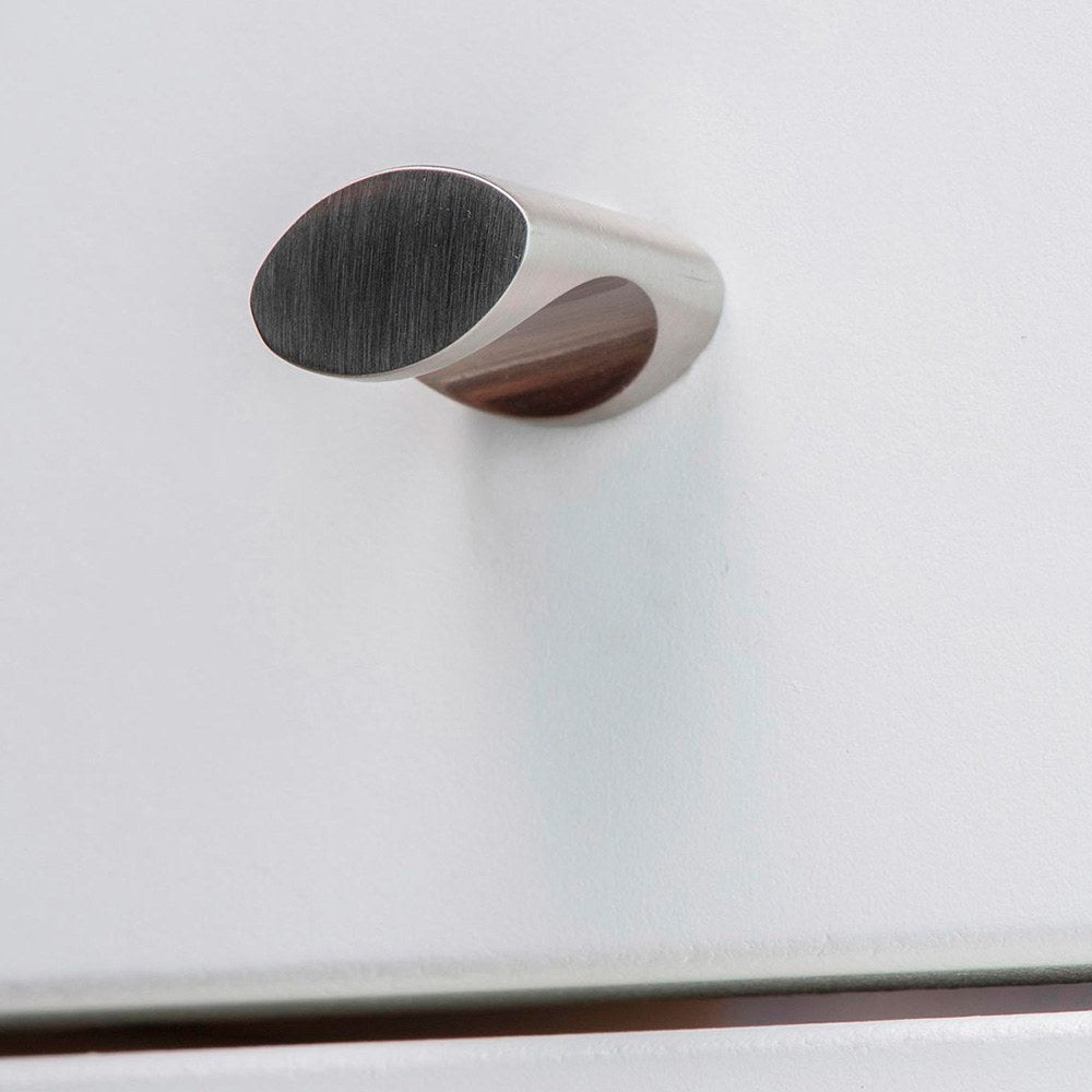 Pomo para mueble, modelo 719, de zamak con acabado níquel satinado, ø17 mm, blíster 4 uds
