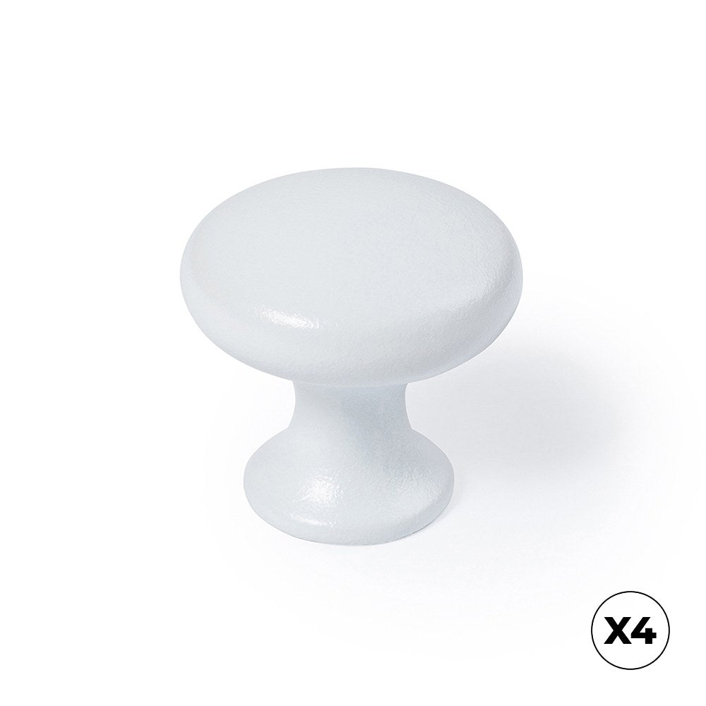 Pomo para mueble, modelo 760, de zamak con acabado blanco mate, ø20 mm, blíster 4 uds