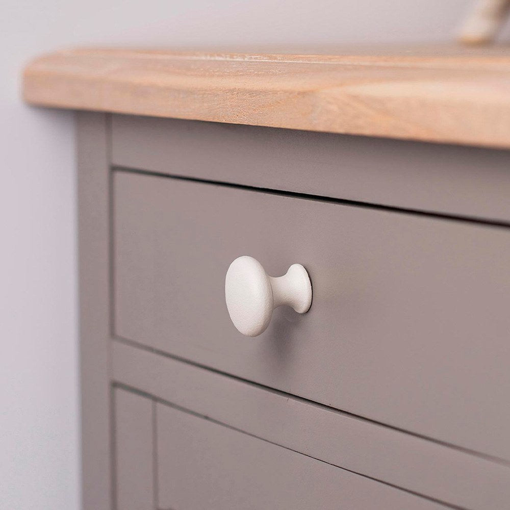 Pomo para mueble, modelo 760, de zamak con acabado blanco mate, ø20 mm, blíster 4 uds