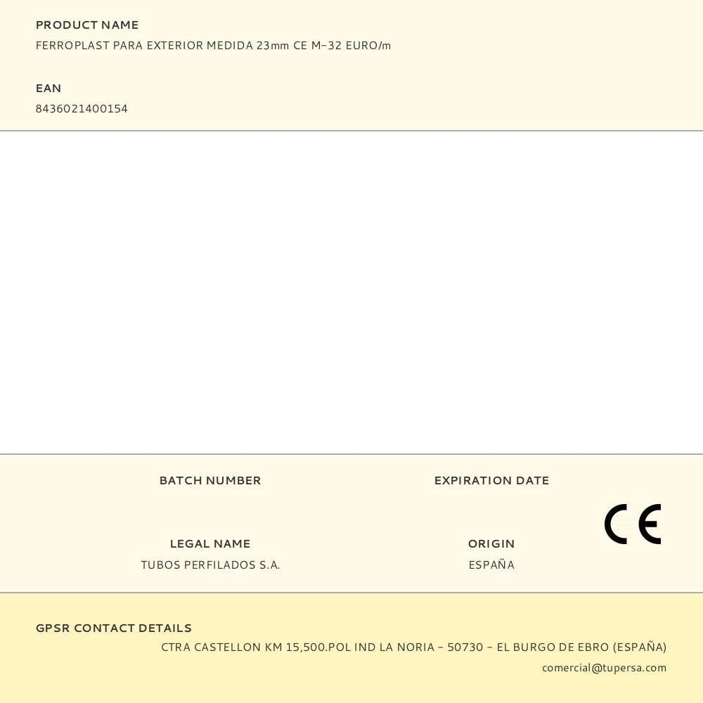 Ferroplast para exterior medida 23mm ce m-32 euro/m