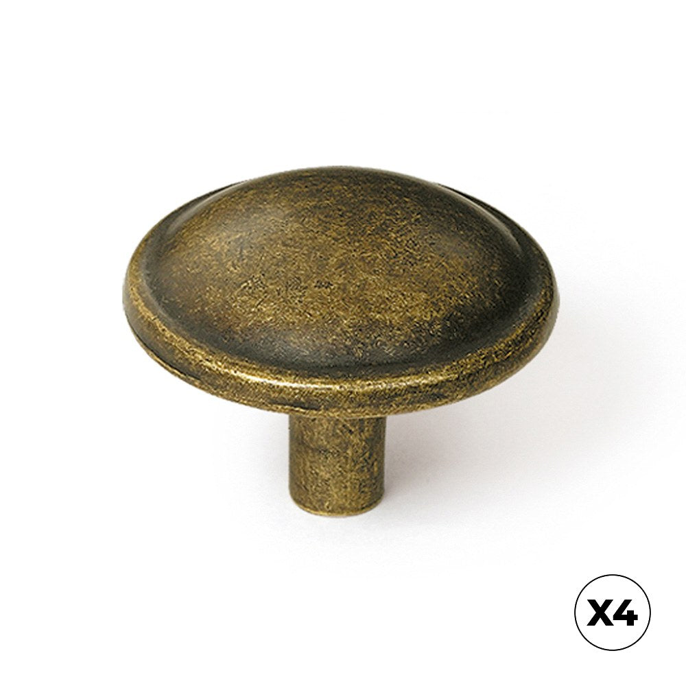 Pomo para mueble, modelo 3118, de zamak con acabado cuero viejo, ø32 mm, blíster 4 uds