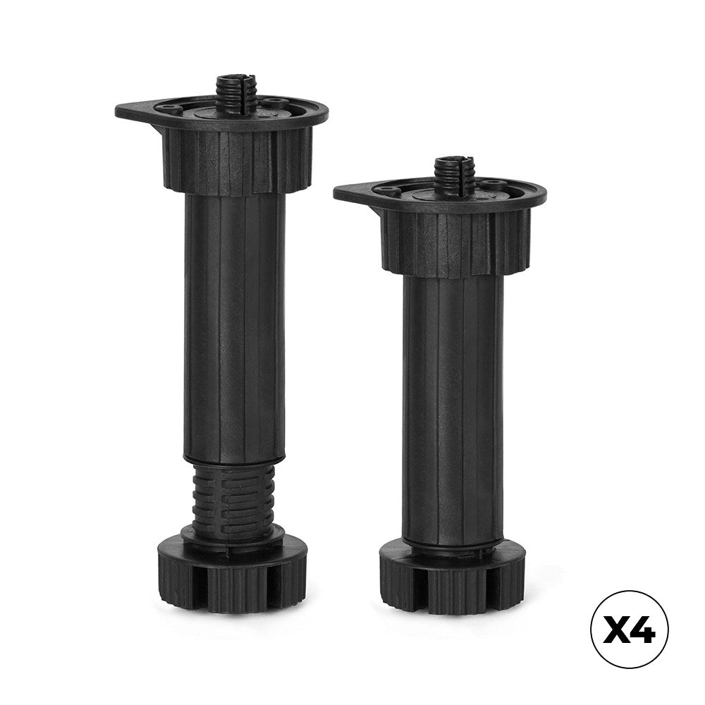 Pata regulable para mueble de cocina, modelo 408, de abs acabado negro, ø49 x 138/158 mm, blíster 4 uds