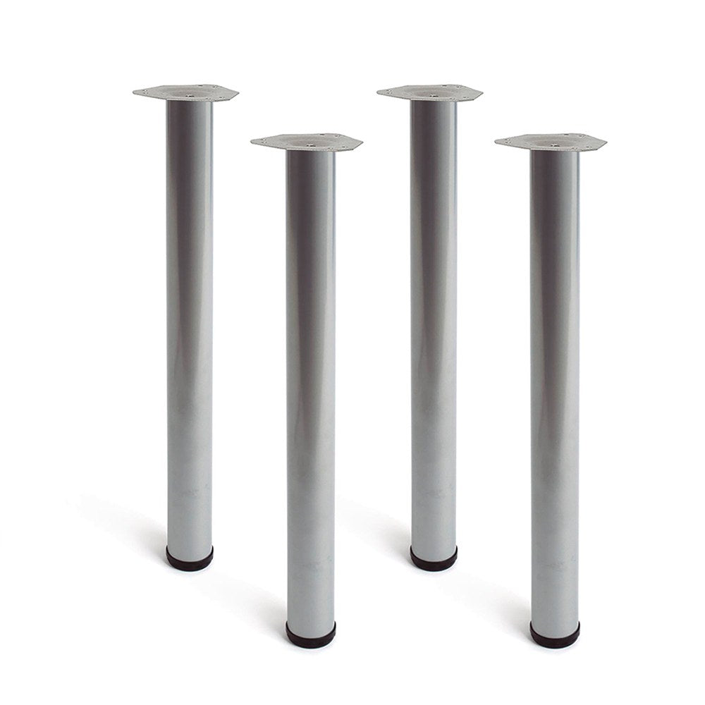 Pata cilíndrica de mesa, modelo 4406, de acero en color aluminio, ø60 x 710 mm, 4 uds