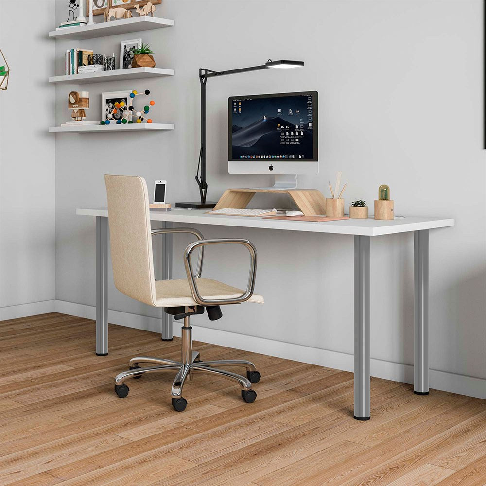 Pata cilíndrica de mesa, modelo 4406, de acero en color aluminio, ø60 x 710 mm, 4 uds