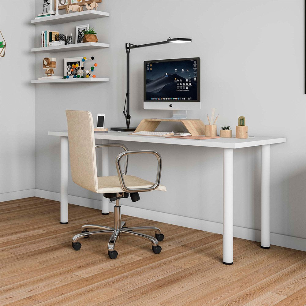 Pata cilíndrica de mesa, modelo 4406, de acero en color blanco, ø60 x 710 mm, 4 uds
