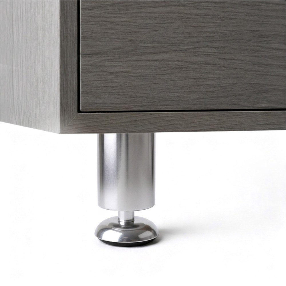 Pata redonda de aluminio, regulable, modelo 413, con acabado cromo brillo, ø50 x 100/105 mm