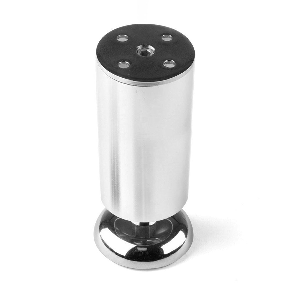 Pata redonda de aluminio, regulable, modelo 413, con acabado cromo brillo, ø50 x 150/155 mm
