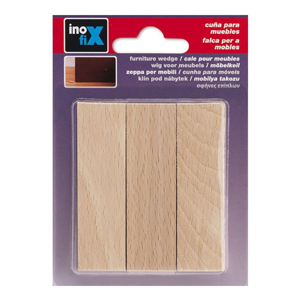 Cuña, de madera con acabado roble, 3 uds, blister