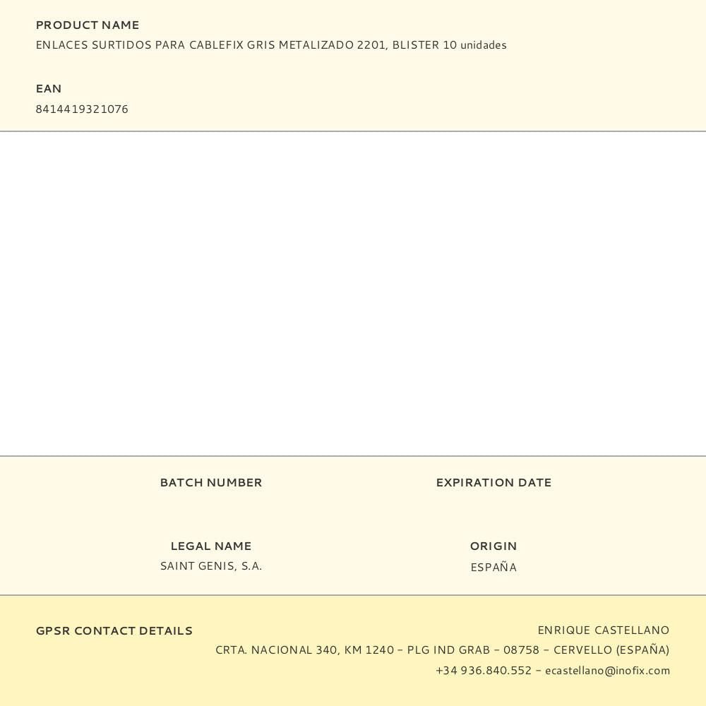 Enlaces surtidos para cablefix gris metalizado 2201, blister 10 unidades