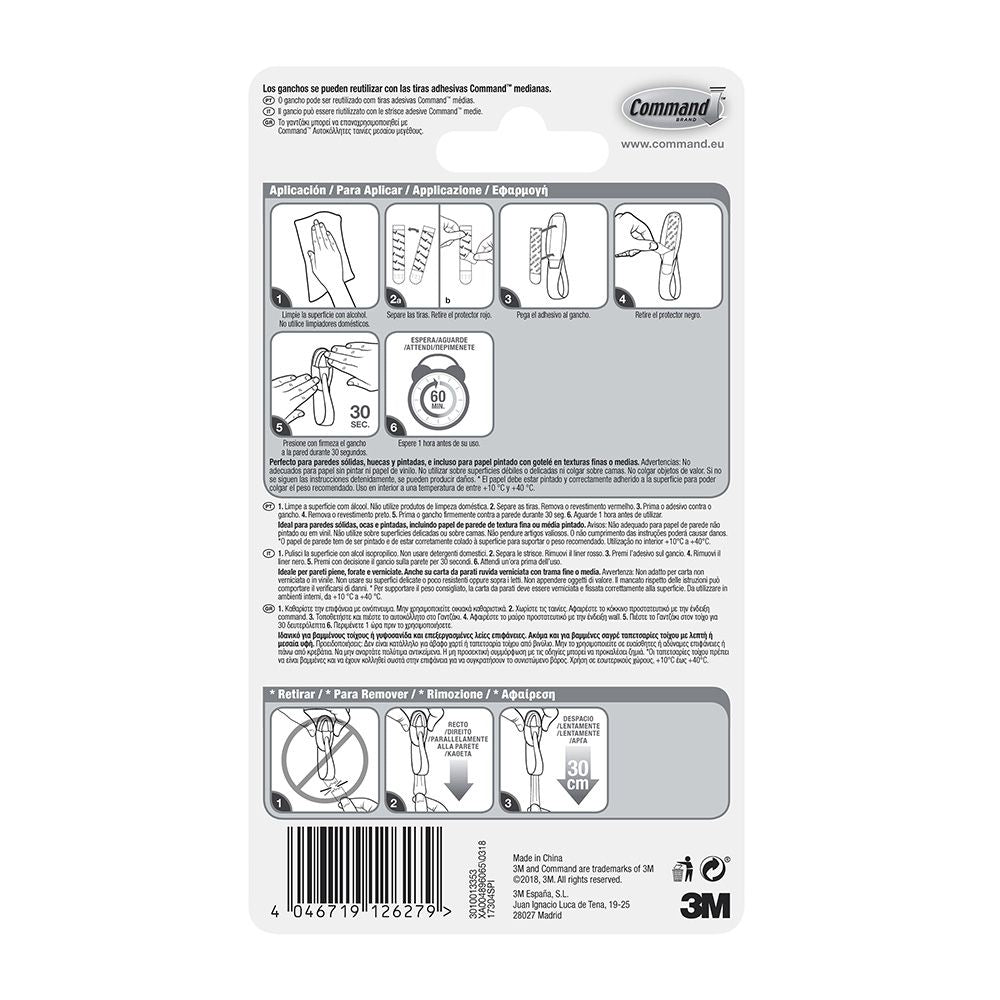 Command percha agrupadora de cables, 2 uds + 3 tiras