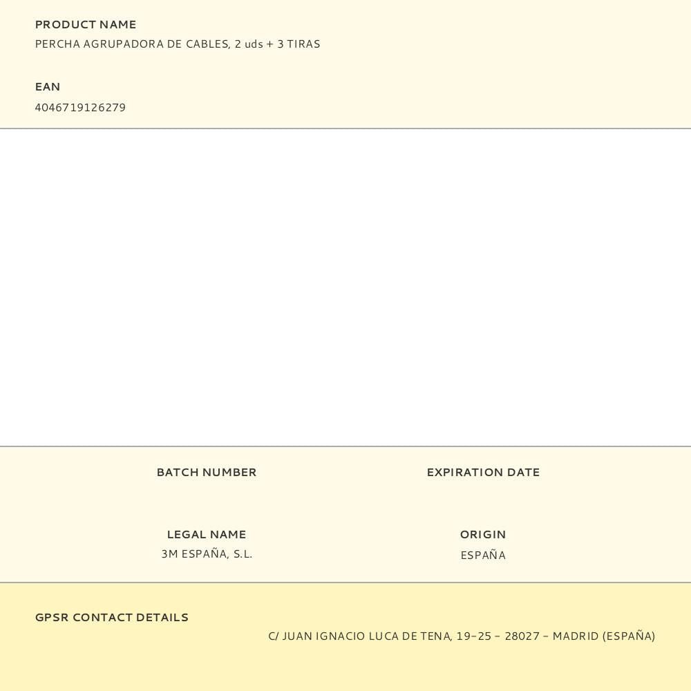 Command percha agrupadora de cables, 2 uds + 3 tiras