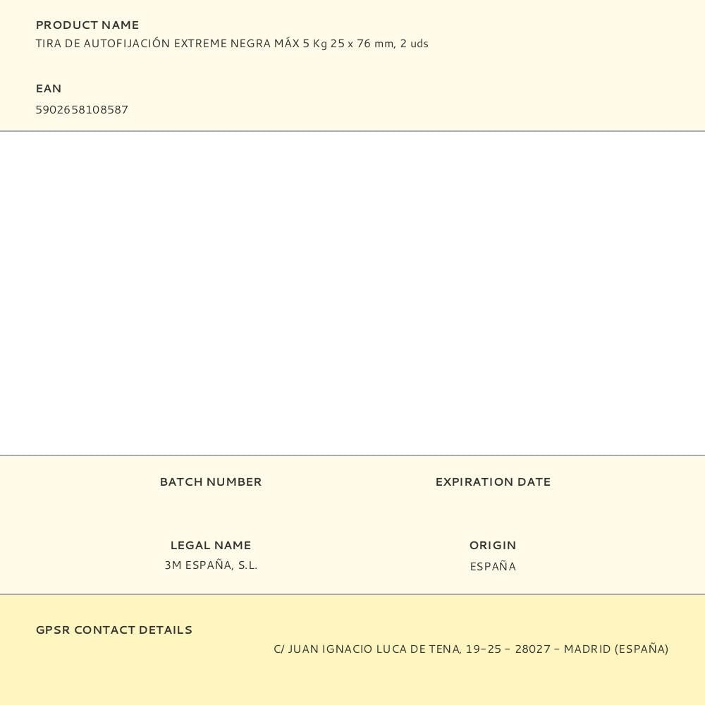 Tira de autofijación extreme negra máx 5 kg 25x76mm, 2 uds