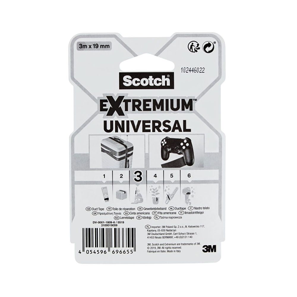 Cinta americana extremium 3 universal, negra 19 mm x 3 m