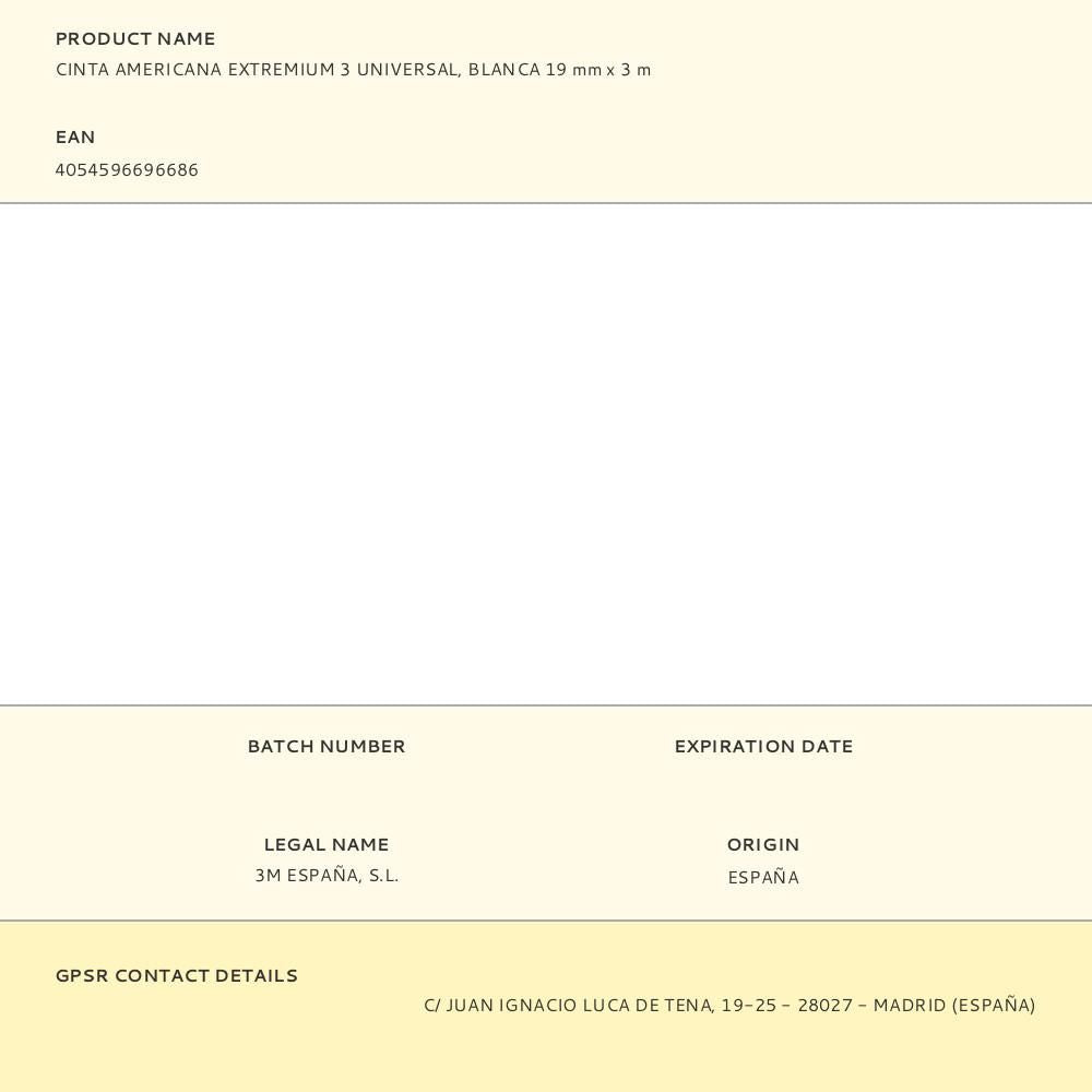 Cinta americana extremium 3 universal, blanca 19 mm x 3 m