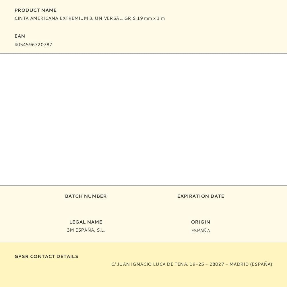 Cinta americana extremium 3, universal, gris 19 mm x 3 m