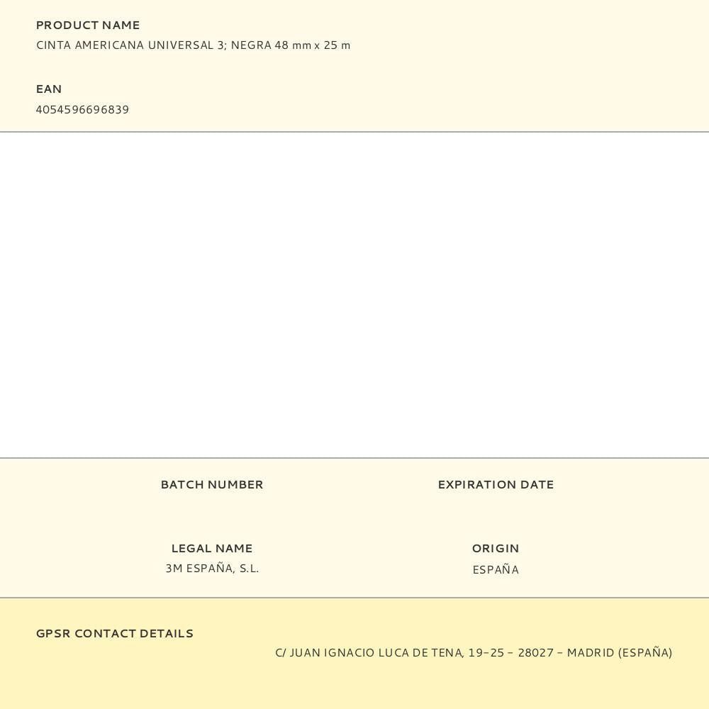 Cinta americana universal 3 - negra 48 mm x 25 m