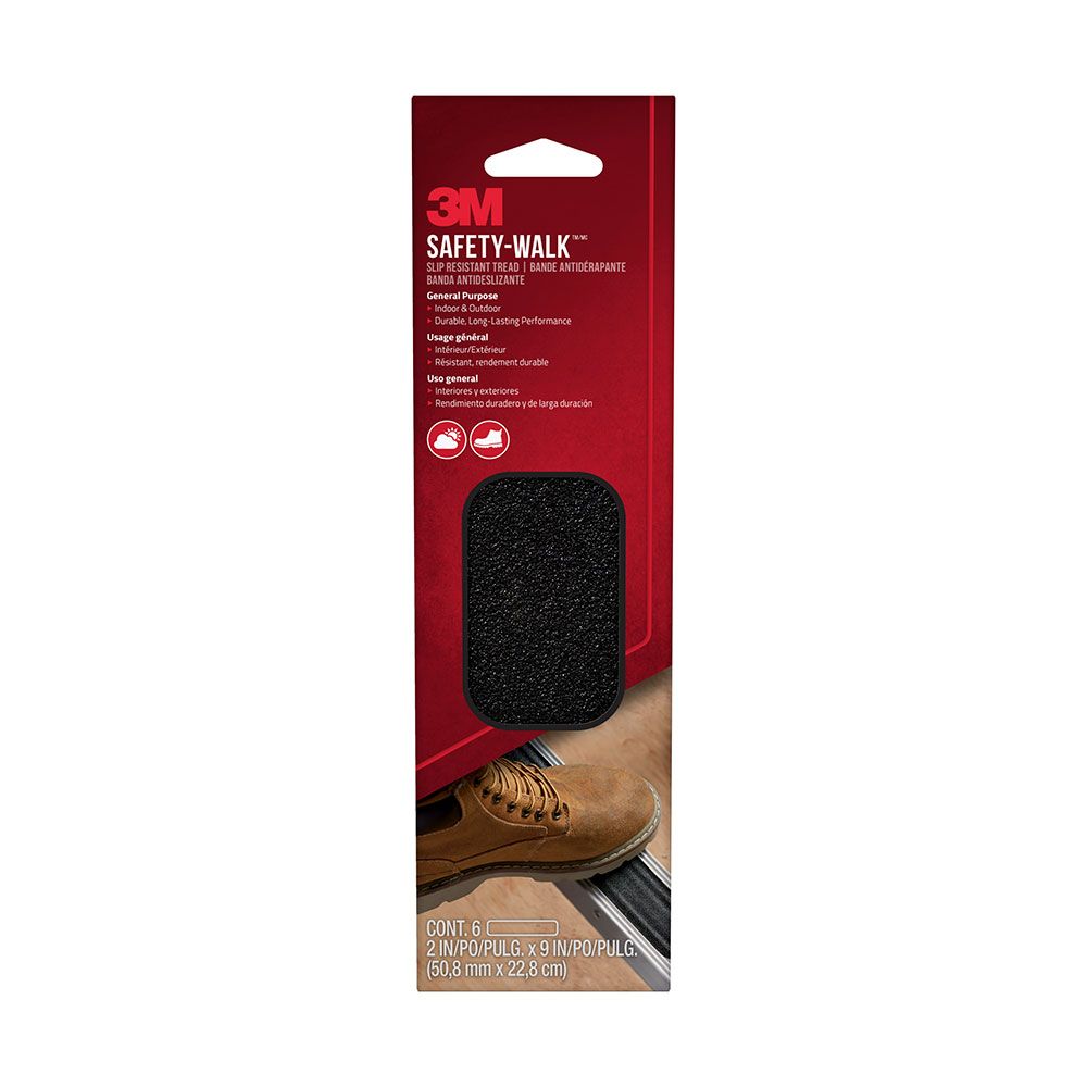 Tiras antideslizante para exterior negra 50 mm x 22,8 cm, 6 uds