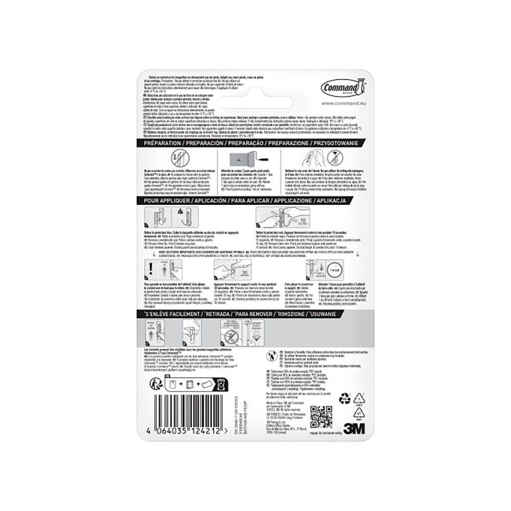 Command gancho doble, grande, negro mate, 1 ud + 2 tiras, máx 1,8 kg
