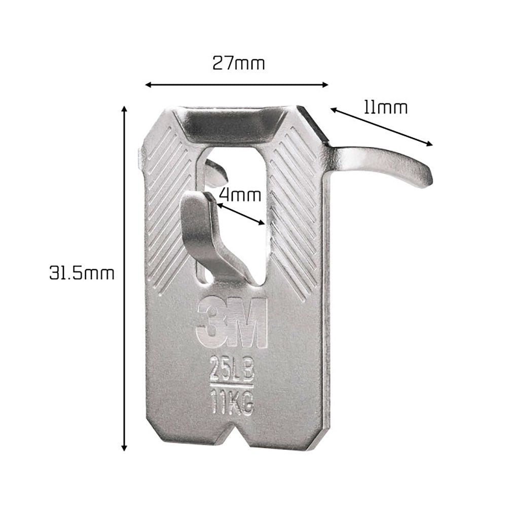 Gancho para paredes de yeso, 11 kg, 27 x 31,5 x 4 mm, 2 uds