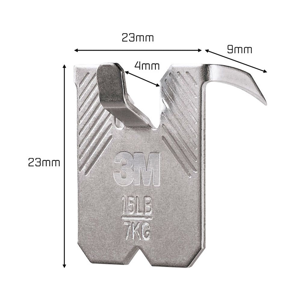 Gancho para paredes de yeso, 7 kg, 23 x 23 x 4 mm, 2 uds