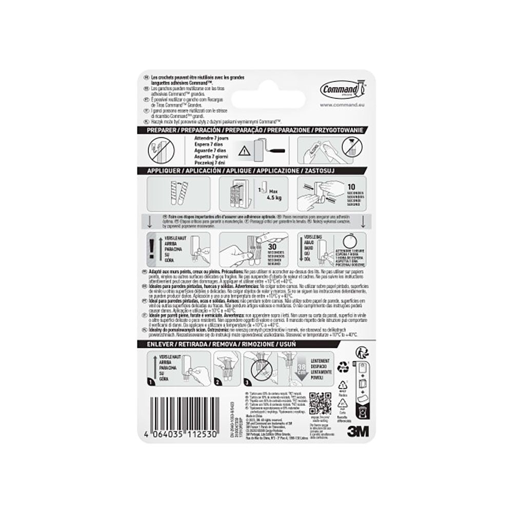 Command gancho para utensilios, extragrande, blanco, 1 ud + 2 tiras, máx 4,5 kg