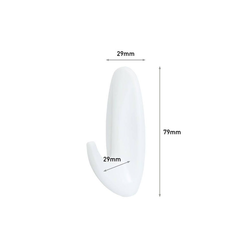 Command gancho blanco, mediano, 29 x 79 x 29 mm, 2 uds + 4 tiras, máx 1,3 kg