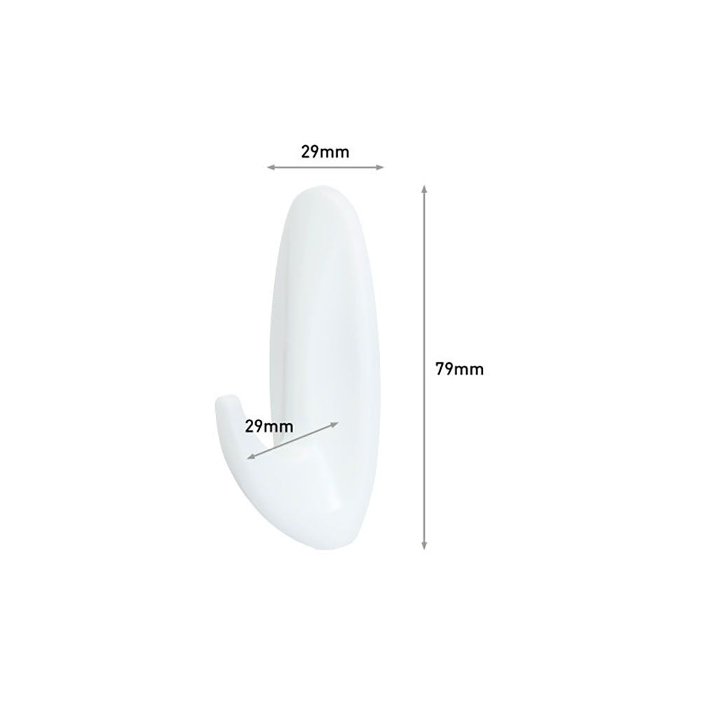 Command gancho de diseño, mediano, blanco, 29 x 79 x 29 mm, 2 uds + 4 tiras, max 1,3 kg