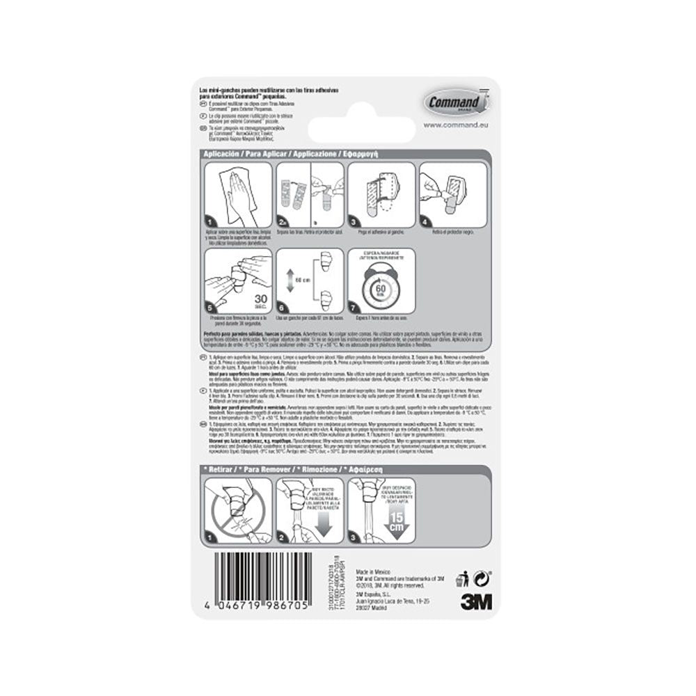 Command mini gancho para luces, exterior, transparente, 8 uds + 10 tiras