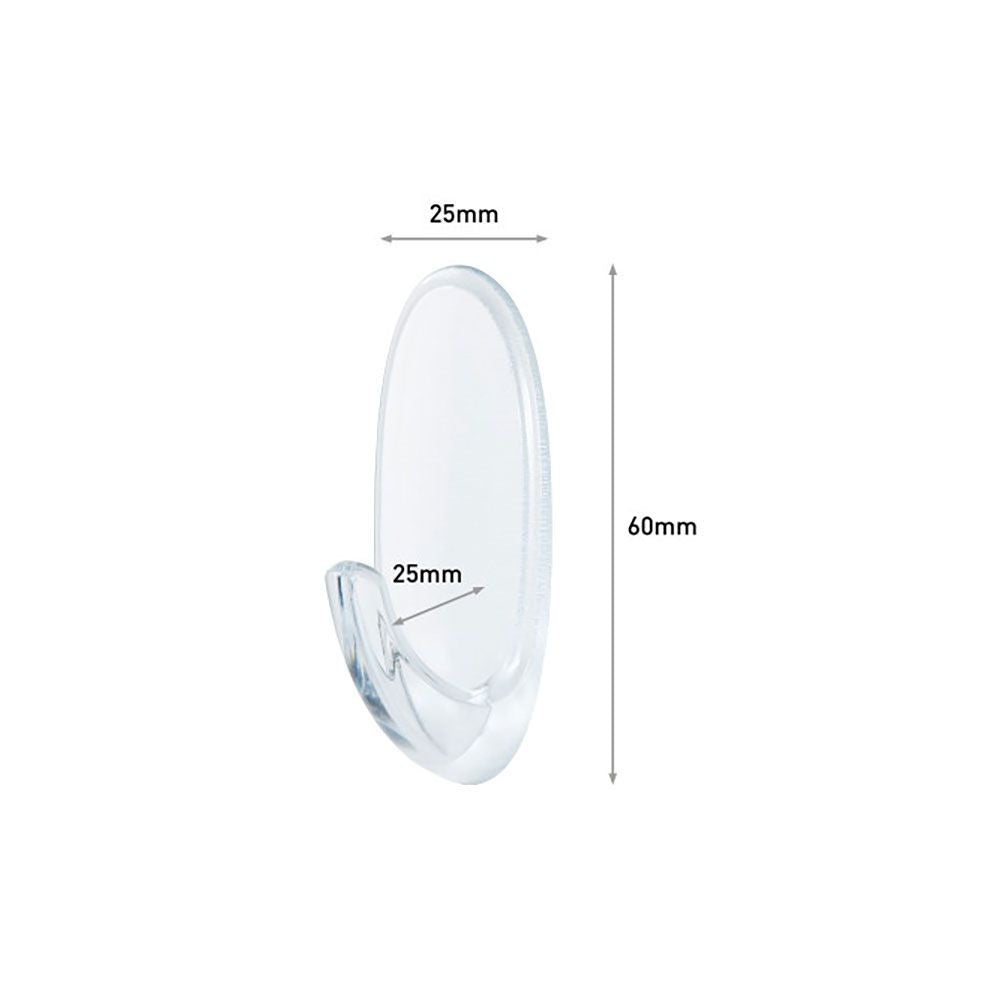 Command gancho mediano trasparente, 25 x 60 x 25 mm, 2 uds + 4 tiras