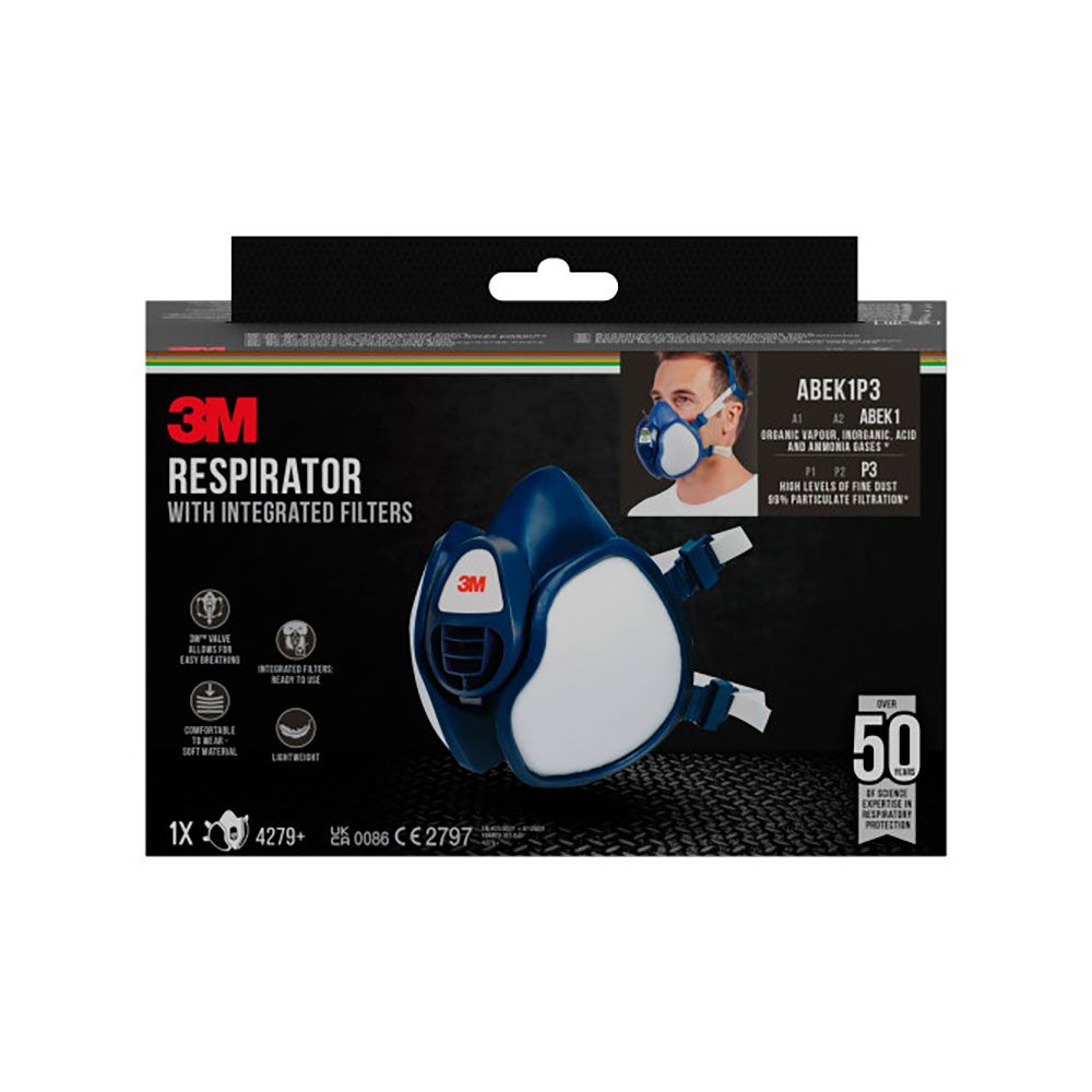 Mascarilla con filtros integrados 4279+, filtros combinados abek1p3