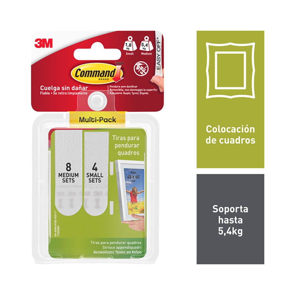 Command tiras para colgar cuadros, multipack pequeñas y medianas