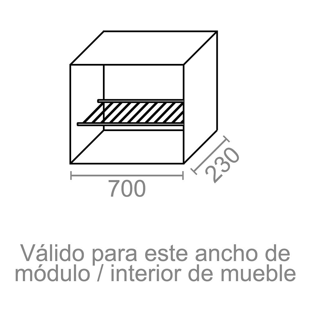 Escurreplatos y vasos blanco, ecr02 para armario de 700 mm